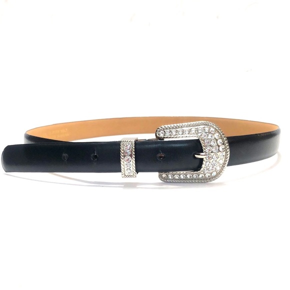 Navy Blue & Bling Genuine Leather Belt Size Large - Picture 3 of 11